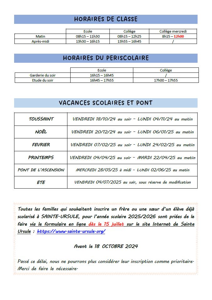 Circulaire rentrée 2024 2