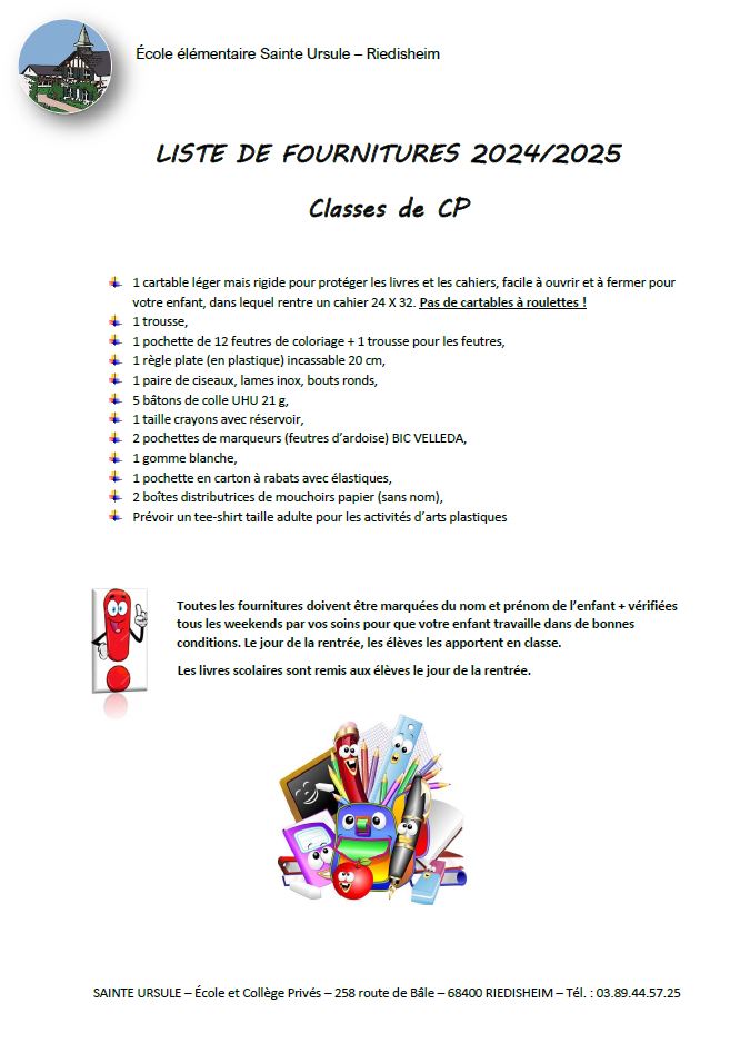 Liste fournitures 2024 CP